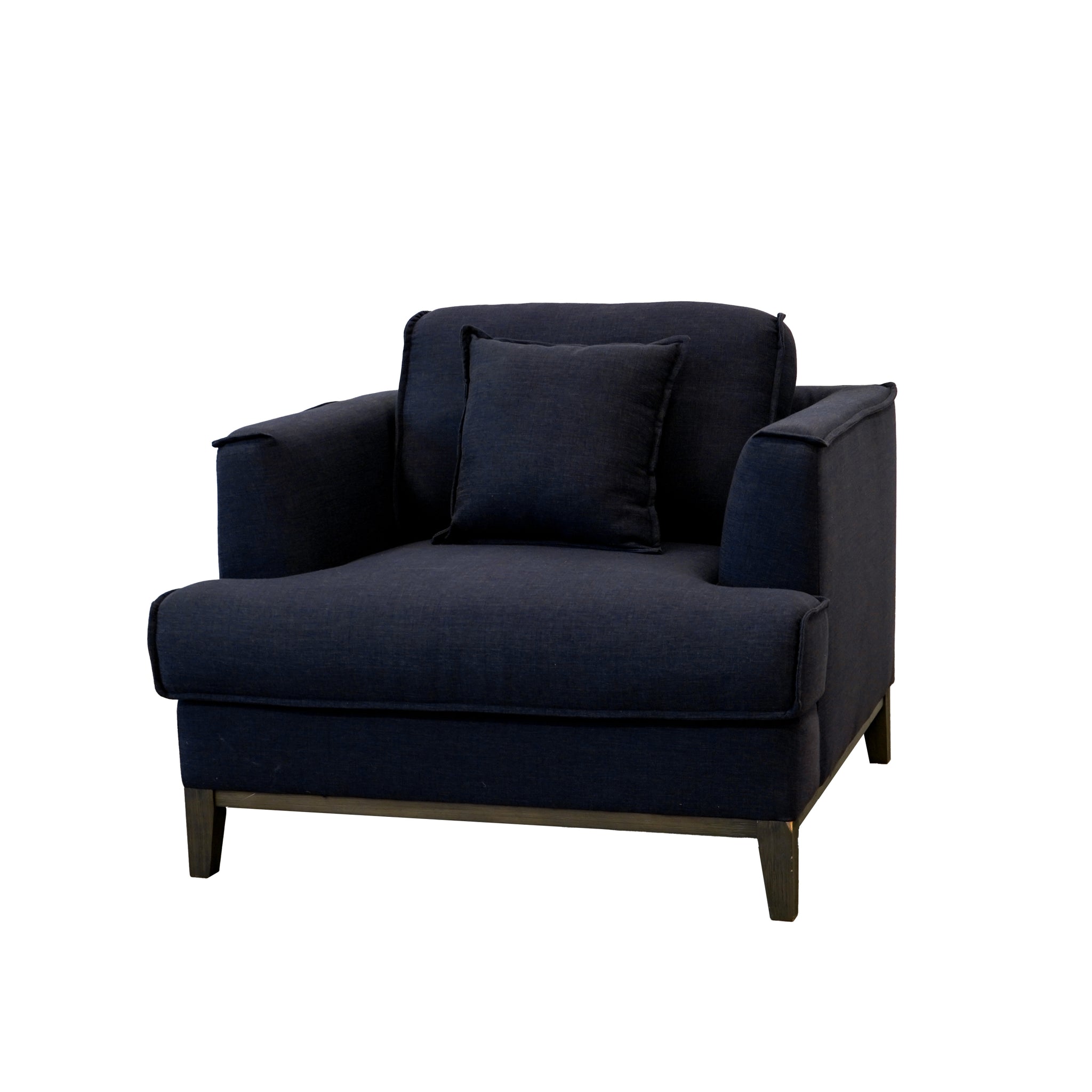 Aspen Navy Linen Chair Navy Wood Linen