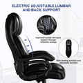 Big And Tall Office Chair, 500Lbs High Back Large Executive Chair With Electric Airbag Heating High Back Computer Chair With Wide Seat, Black Ergonomic Leather Rocking Chair Black Leather