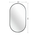 Black 20 X 33 Inch Metal Oval Mirror - Black