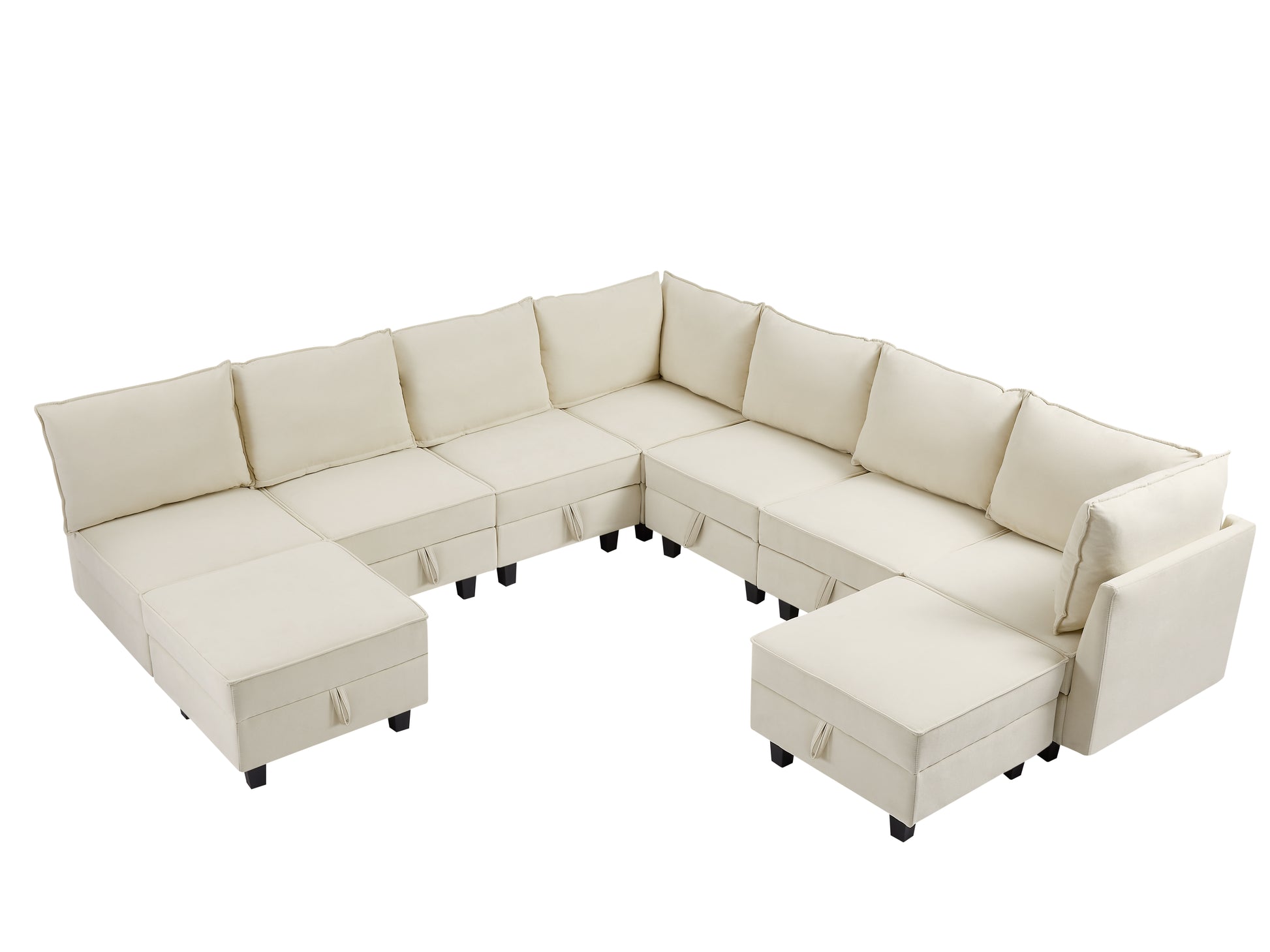 Oversized Modular Sectional Sofa ,9 Seater Sofa With Storage Seat For Living Room, Beige Beige Wood Fabric 9 Seat