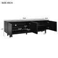 Graceful Tv Stand With Arch Cabinets For Tvs Up To 78'', Minimalist Entertainment Center With Solid Wood Legs, Practical Media Console With Adjustable Shelves For Living Room, Black Black Primary