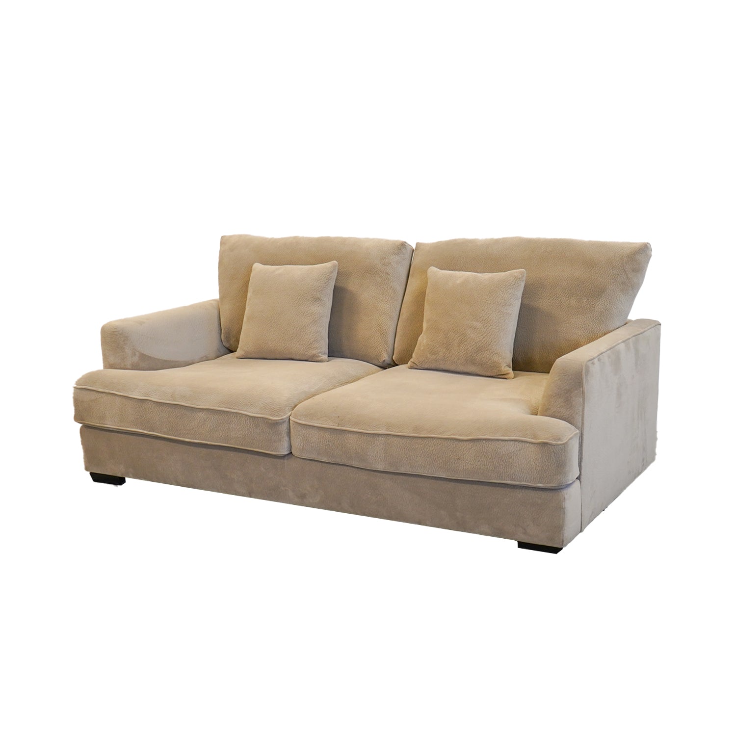 Ashton Beige Down Loveseat Beige Wood Chenille