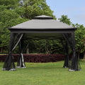 Outdoor 11X 11Ft Pop Up Gazebo Canopy With Removable Zipper Netting,2 Tier Soft Top Event Tent,Suitable For Patio Backyard Garden Camping Area,Grey Grey Metal