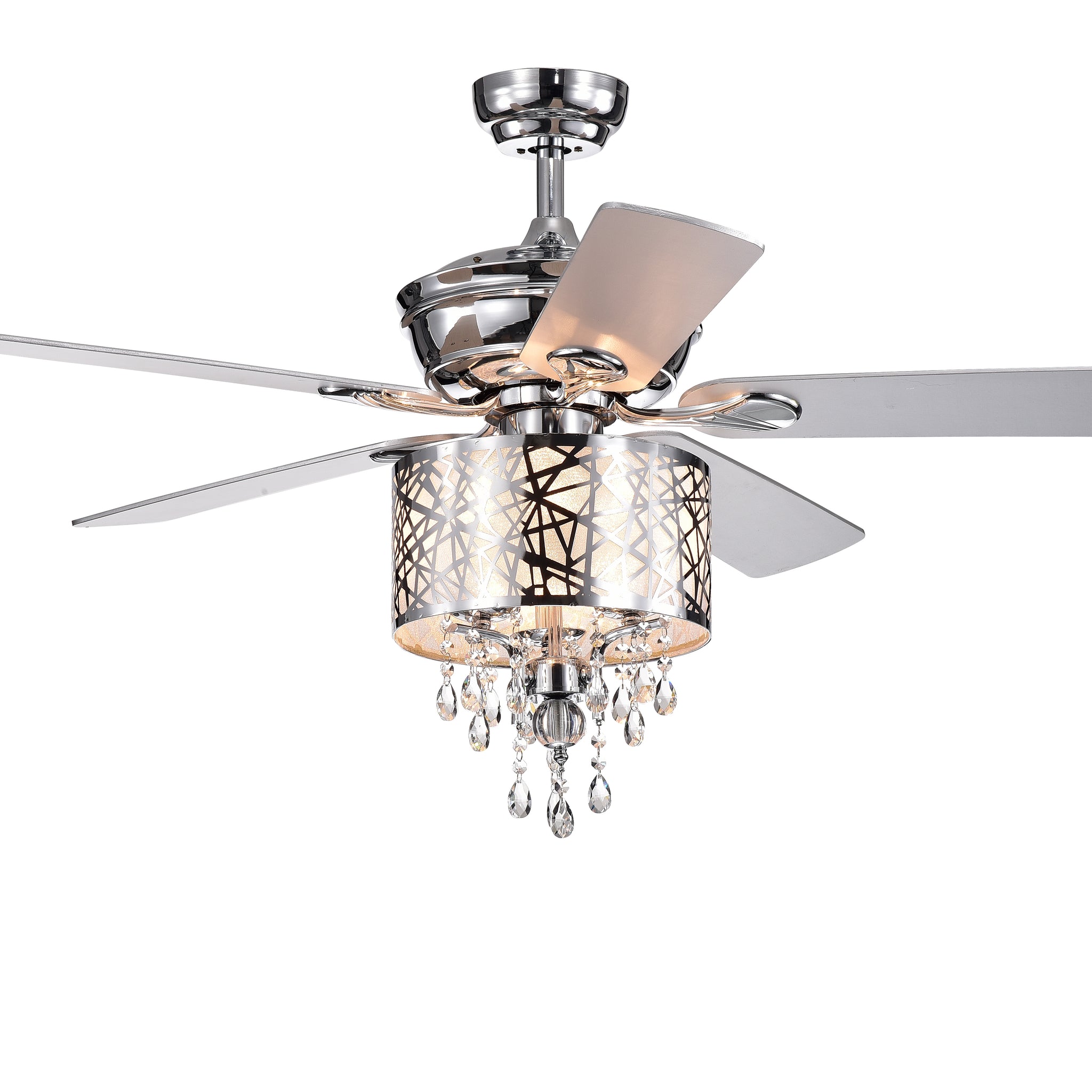 Elegant Metal 52 Inch Ceiling Fan Optional Remote&2 Color Option Blades Or Bedroom, Living Room, Dining Room Chrome Chrome American Design,American Traditional,Antique,Farmhouse,Industrial Plywood Metal