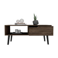 Coffee Table, One Open Shelf, One Drawer, Dark Walnut Brown Particle Board Particle Board