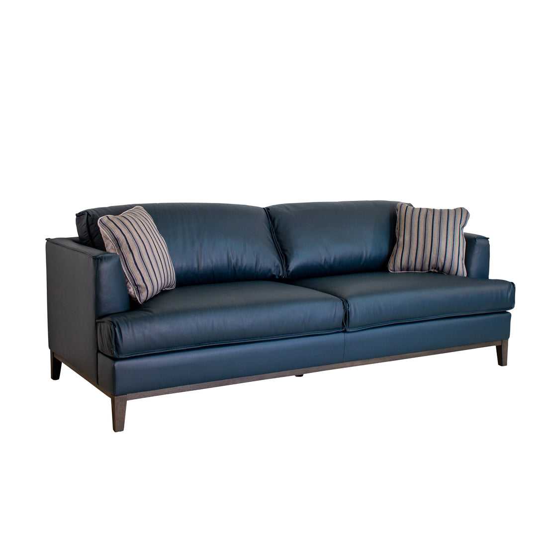 Aspen Navy Top Grain Leather Sofa Navy Wood Leather 3 Seat