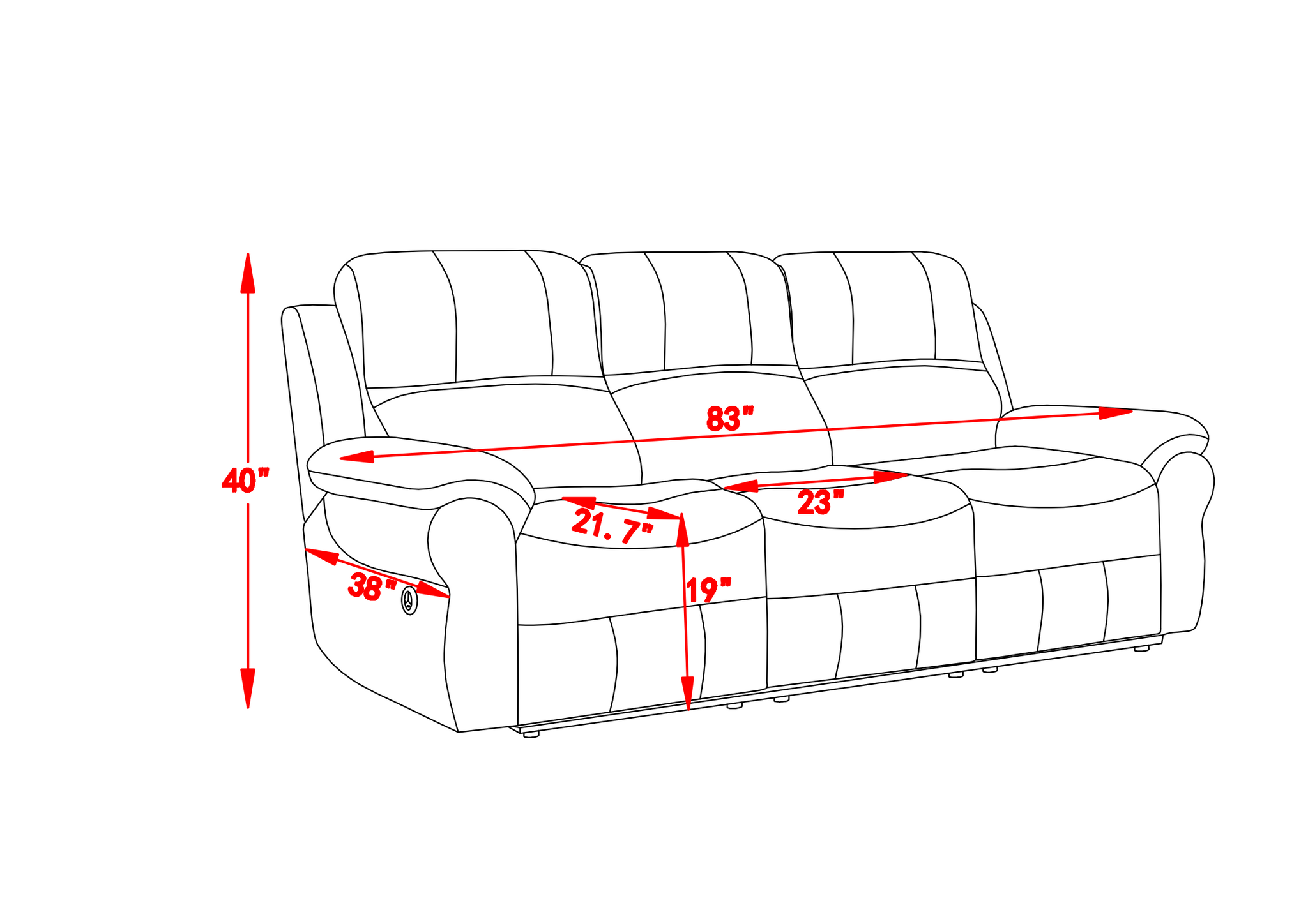 Fabric Power Reclining Sofa With Drop Down Table,Usb Button And Wireless Charger Blue Light Grey Blue Primary Living Space Tech Cloth 3 Seat