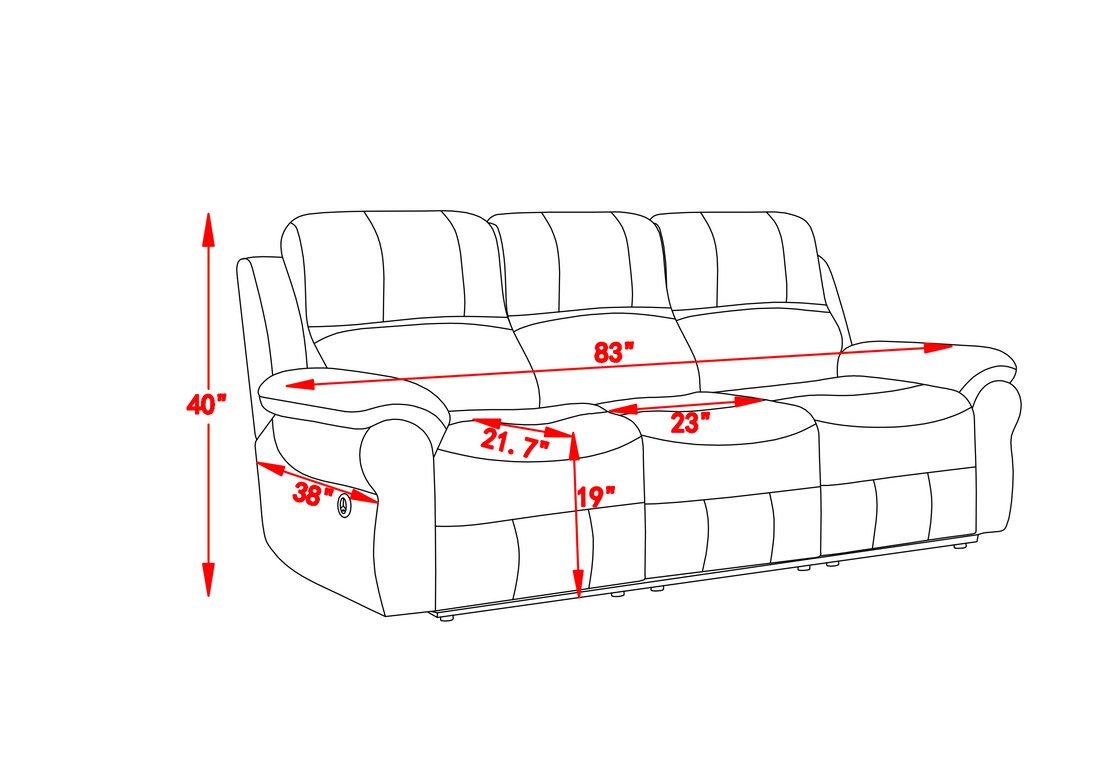 Fabric Power Reclining Sofa With Drop Down Table,Usb Button And Wireless Charger Blue Light Grey Blue Primary Living Space Tech Cloth 3 Seat