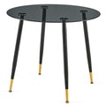 Glass Round Grey Tables Glass Table Top And Metal Legs For Small Space,Dining Room, Home, Office, Kitchen Grey Seats 4 Primary Living Space Modern Round Glass