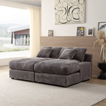 74.8" Modern Luxury Twins Sofa Couch For Living Room Quality Corduroy Upholstery Sleeper Sofa Bed Daybed Grey Grey Corduroy 2 Seat