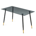 Glass Rectangle Grey Tables Glass Table Top And Metal Legs For Small Space,Dining Room, Home, Office, Kitchen Grey Seats 4 Primary Living Space Modern Rectangular Glass