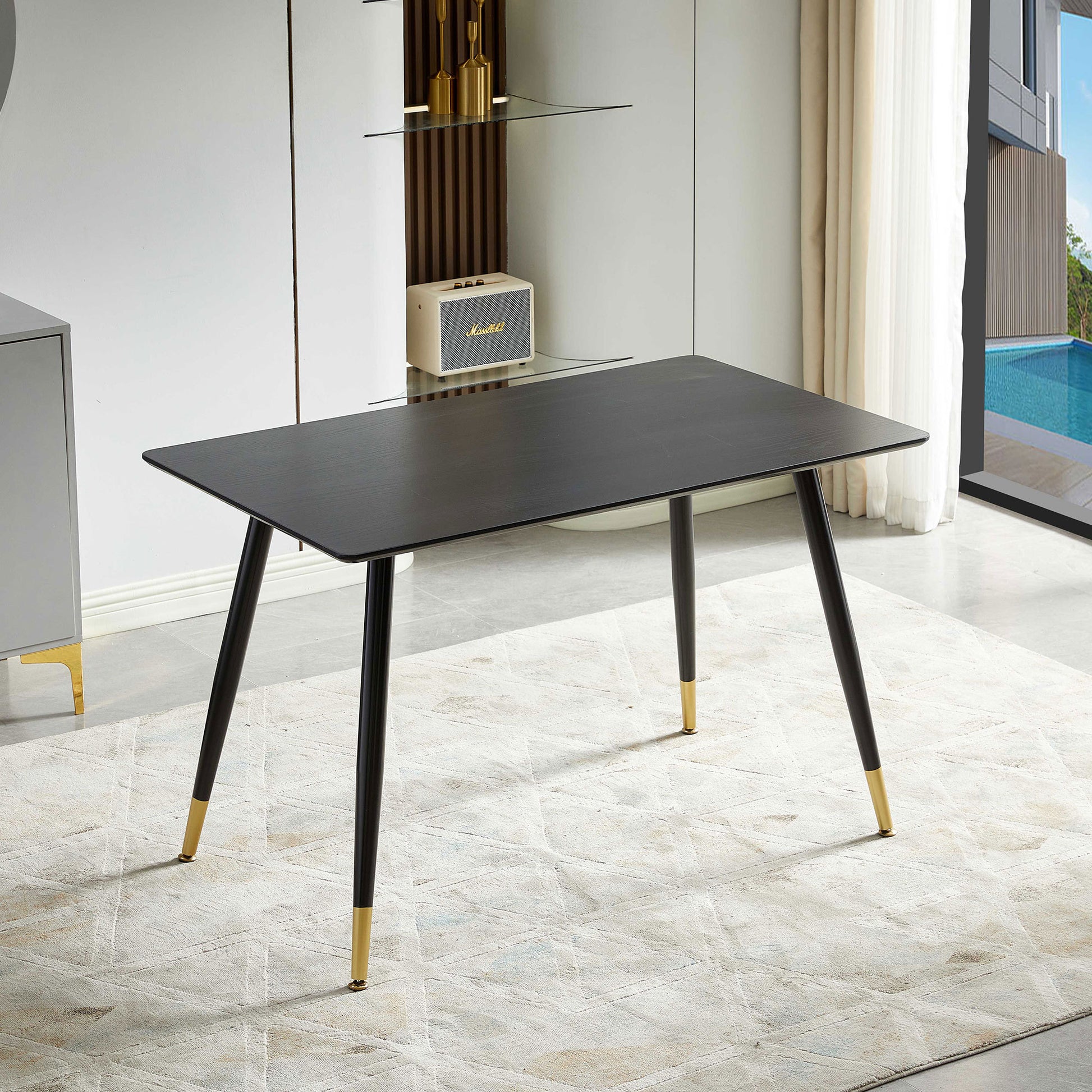 Black Modern Kitchen Dining Mdf Table For Smart Home Antique Black Dining Room Modern Floor Mount Rectangular Kitchen & Dining Tables Powder Coated Foam Mdf