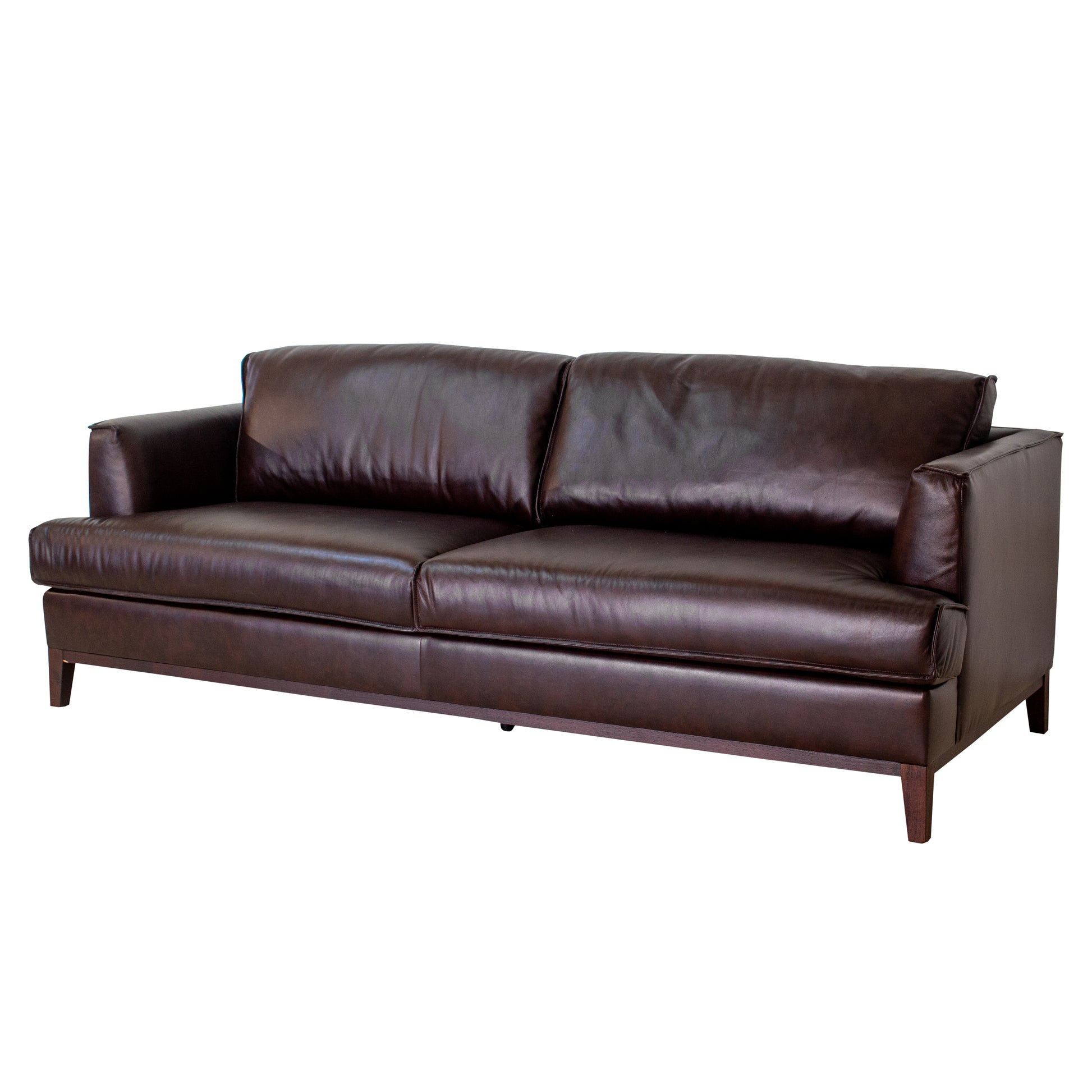 Aspen Brown Top Grain Leather Sofa Brown Wood Leather 3 Seat