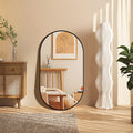 Black 20 X 28 Inch Metal Oval Mirror Black Classic Mdf Glass Aluminium Alloy