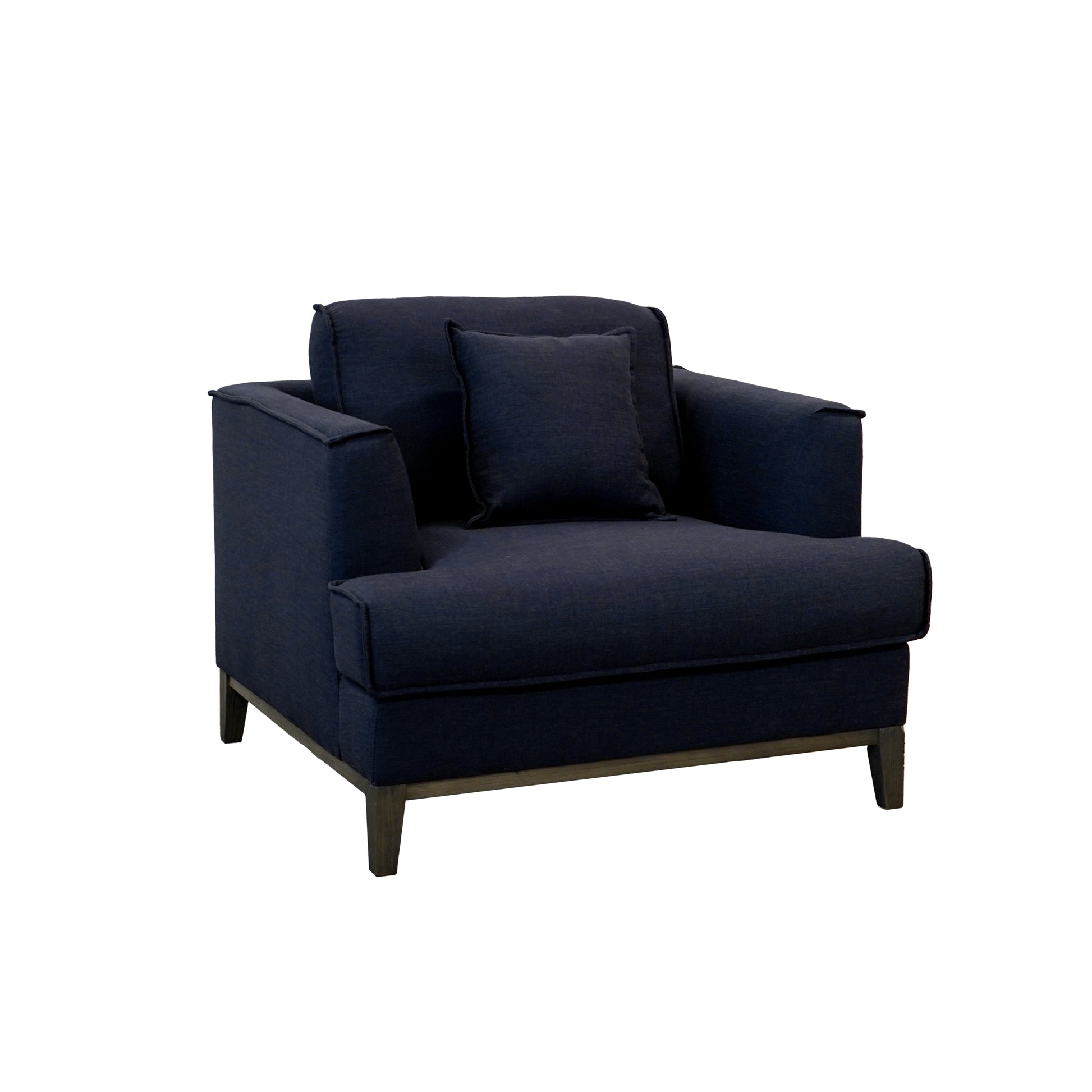 Aspen Navy Linen Chair Navy Wood Linen