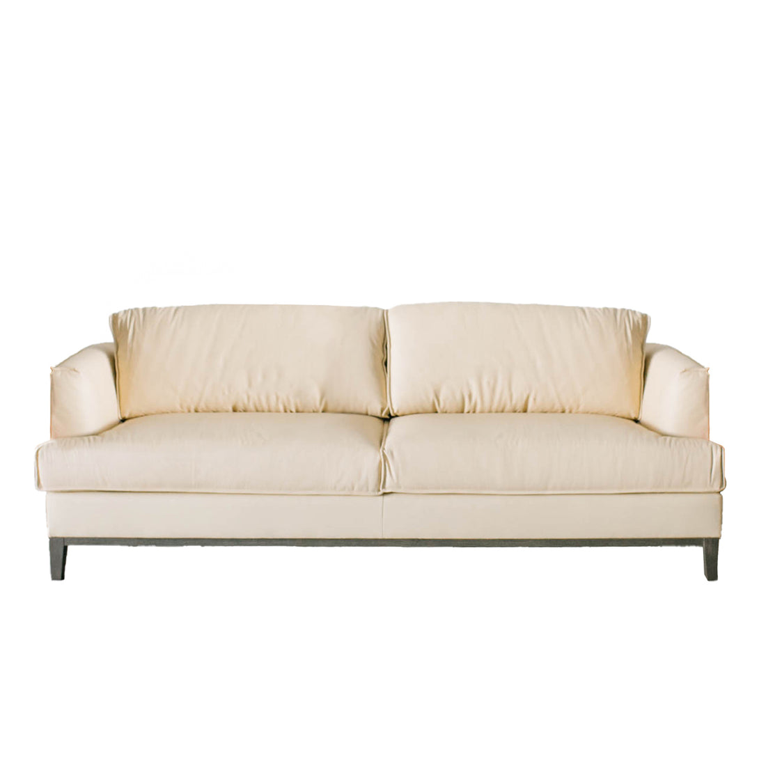 Aspen Cream Top Grain Leather Sofa Cream Wood Leather 3 Seat