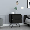 Depot E Shop Begonia 2 Nightstand, Hairpin Legs, Two Drawers, Black Black Particle Board Particle Board