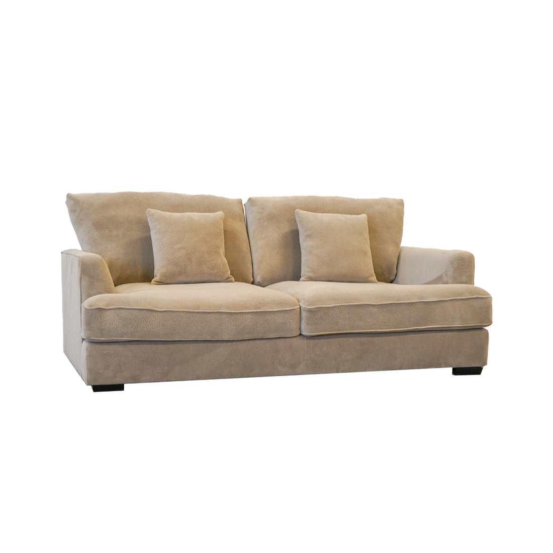 Ashton Beige Down Loveseat Beige Wood Chenille