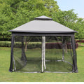 Outdoor 11X 11Ft Pop Up Gazebo Canopy With Removable Zipper Netting,2 Tier Soft Top Event Tent,Suitable For Patio Backyard Garden Camping Area,Grey Grey Metal