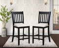 Casual Seating Black Finish Chairs Set Of 2 Rubberwood Transitional Slatted Back Design Dining Room Furniture Counter Chairs Solid White Dining Room Rubberwood Slat Back Engineered Wood Black White Painted Foam Dry Clean Rectangular