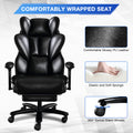 Big And Tall Office Chair, Back Support Office Chair, Glossy Pu Leather Executive Office Chair, Reclining Office Chair, Office Chair With Retractable Footrest And Liftable Padded Armrest Iron Black Leather