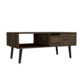 Coffee Table, One Open Shelf, One Drawer, Dark Walnut Brown Particle Board Particle Board