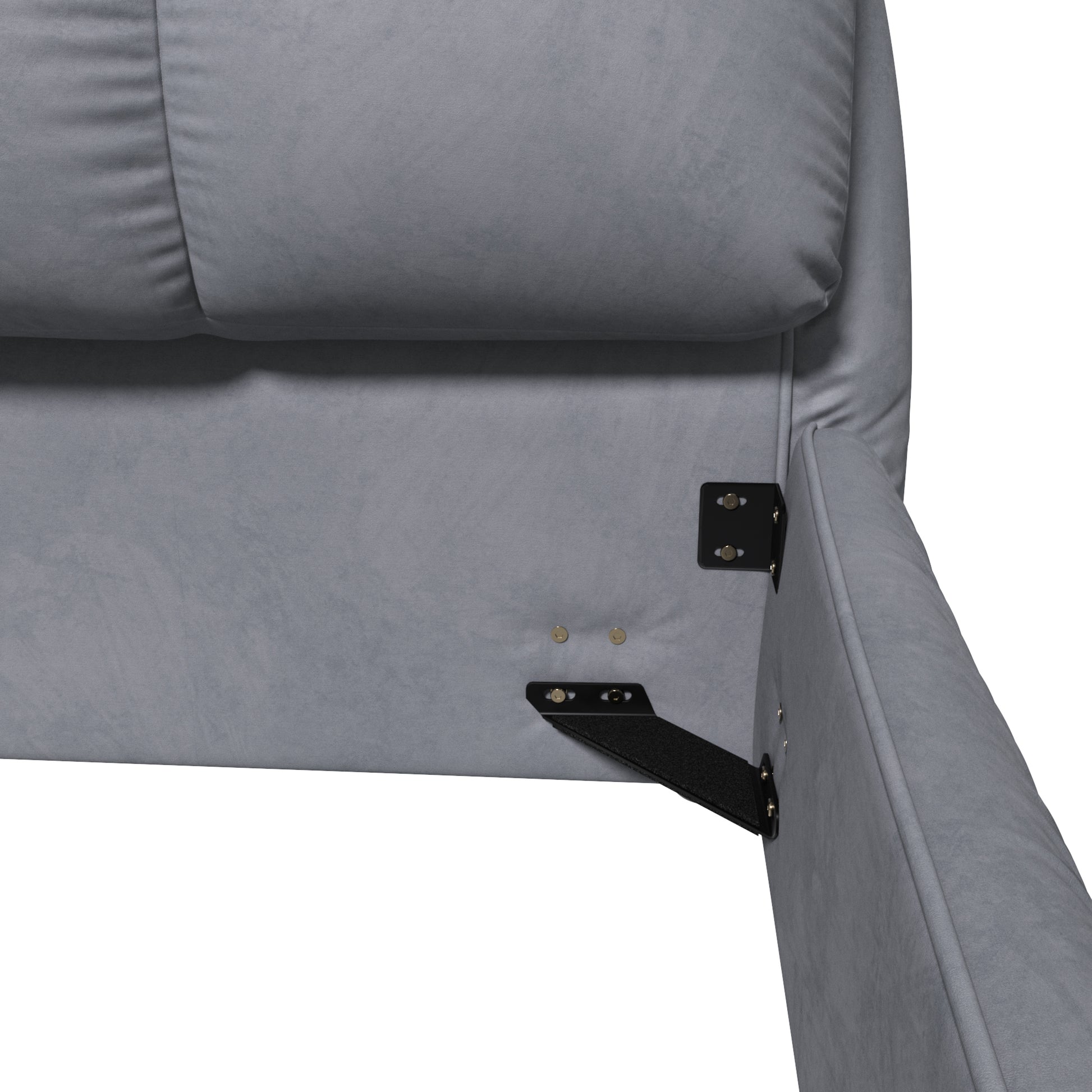 Queen Size Upholstered Platform Bed With Oversized Padded Backrest, Thickening Pinewooden Slats And Solid Wood Leg,Grey Queen Grey Pine Solid Wood