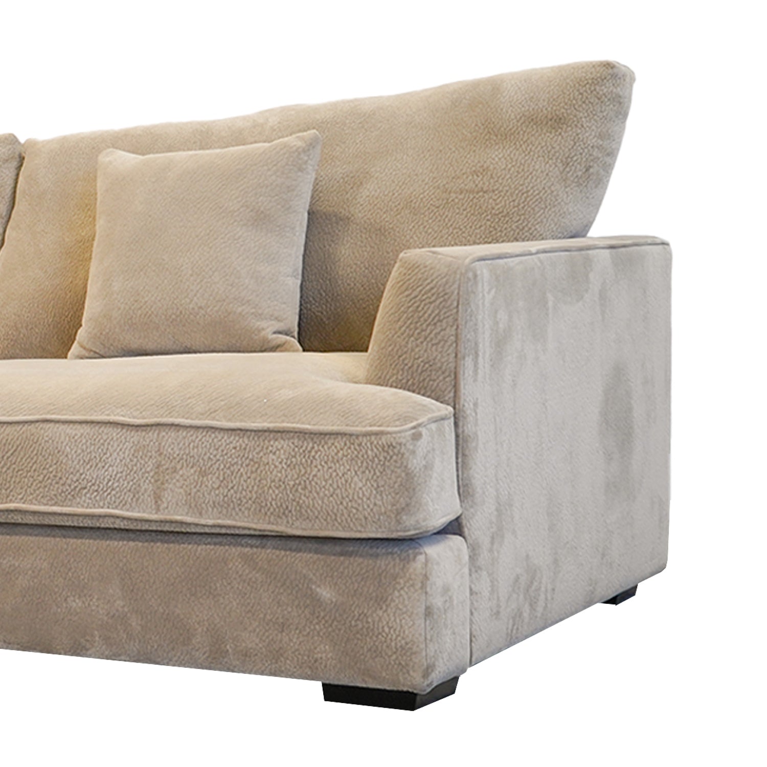 Ashton Beige Down Sofa Beige Wood Chenille 3 Seat