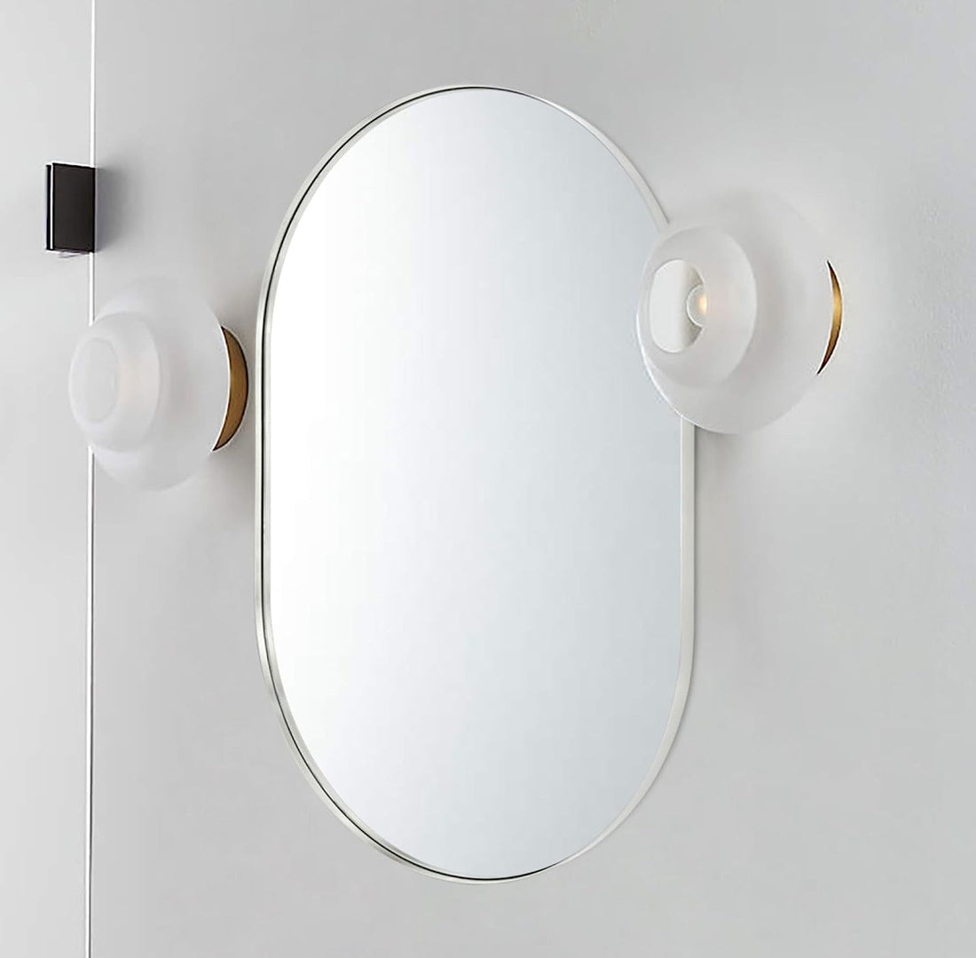 Silver 20 X 33 Inch Metal Oval Mirror Silver Classic Mdf Glass Aluminium Alloy