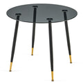 Glass Round Grey Tables Glass Table Top And Metal Legs For Small Space,Dining Room, Home, Office, Kitchen Grey Seats 4 Primary Living Space Modern Round Glass