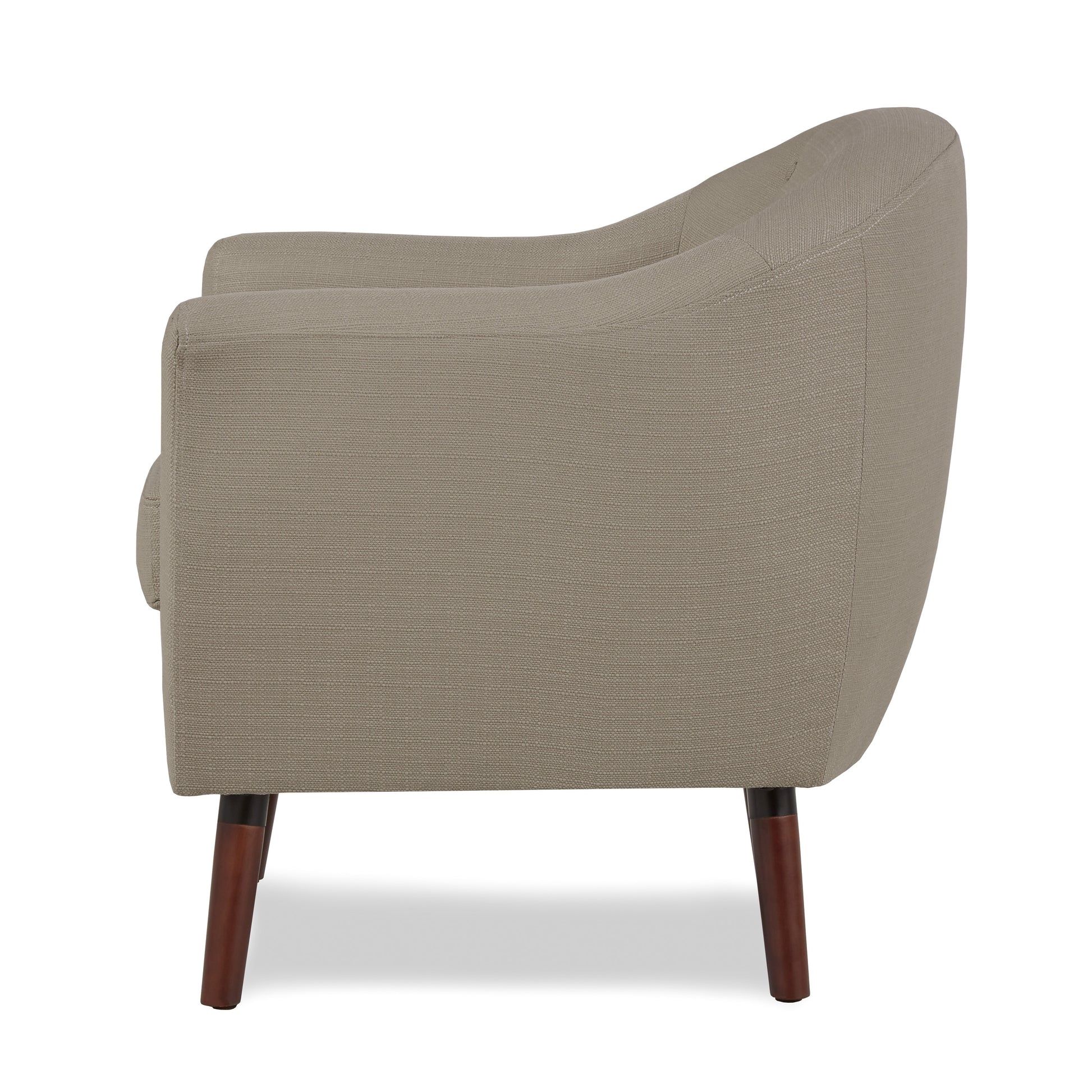 Beige Fabric Upholstered Accent Chair 1Pc Espresso Finish Legs Button Tufted Solid Wood Furniture Living Room Chair Beige Primary Living Space Mid Century Modern,Retro Solid Wood