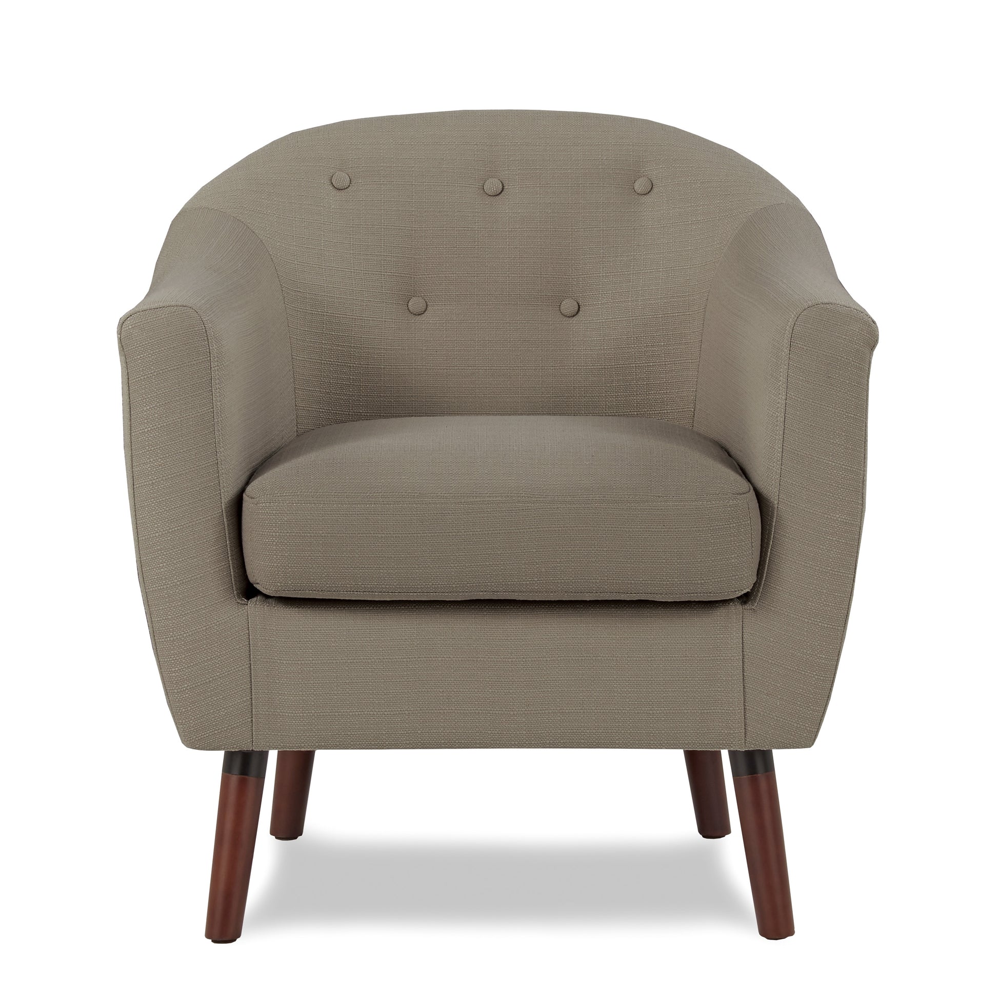 Beige Fabric Upholstered Accent Chair 1Pc Espresso Finish Legs Button Tufted Solid Wood Furniture Living Room Chair Beige Primary Living Space Mid Century Modern,Retro Solid Wood