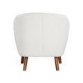 Mid Century Modern Accent Chair 1Pc White Chenille Fabric Upholstered Channel Stitched Back Brown Legs Solid Wood Furniture White Primary Living Space Mid Century Modern Solid Wood