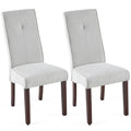 Beige Linen Upholstered Dining Chair High Back -