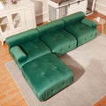 Modular Sectional Sofa Couch, Modern L Shaped Cloud Couch With Reversible Ottoman Convertible Button Tufted Velvet Fabric Couches For Living Room, Diy Combination,Green Green Velvet 4 Seat