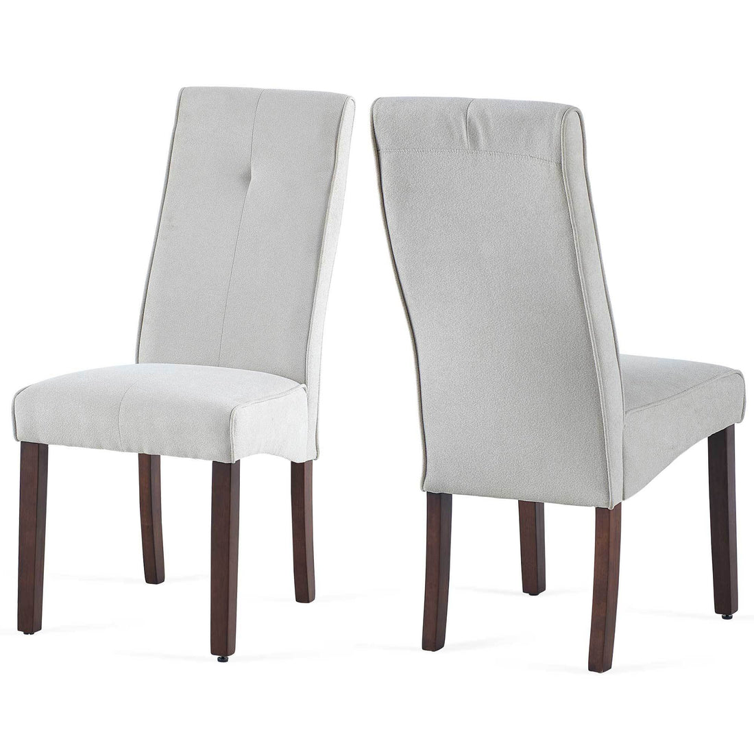 Beige Linen Upholstered Dining Chair High Back -