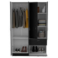 Vaupes Armoire, Double Door Cabinet, One Drawer, Five Interior Shelves, Rod Black White Multicolor Particle Board Particle Board