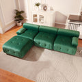 Modular Sectional Sofa Couch, Modern L Shaped Cloud Couch With Reversible Ottoman Convertible Button Tufted Velvet Fabric Couches For Living Room, Diy Combination,Green Green Velvet 4 Seat