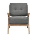 Modern Tufted Back Accent Chair 1Pc Dark Gray Upholstery Antique Finish Solid Rubberwood Unique Design Furniture Dark Gray Primary Living Space Modern,Rustic Rubberwood Solid Wood