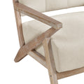 Modern Tufted Back Accent Chair 1Pc Sand Hued Fabric Upholstery Antique Finish Solid Rubberwood Unique Design Furniture Sand Primary Living Space Modern,Rustic Rubberwood Solid Wood