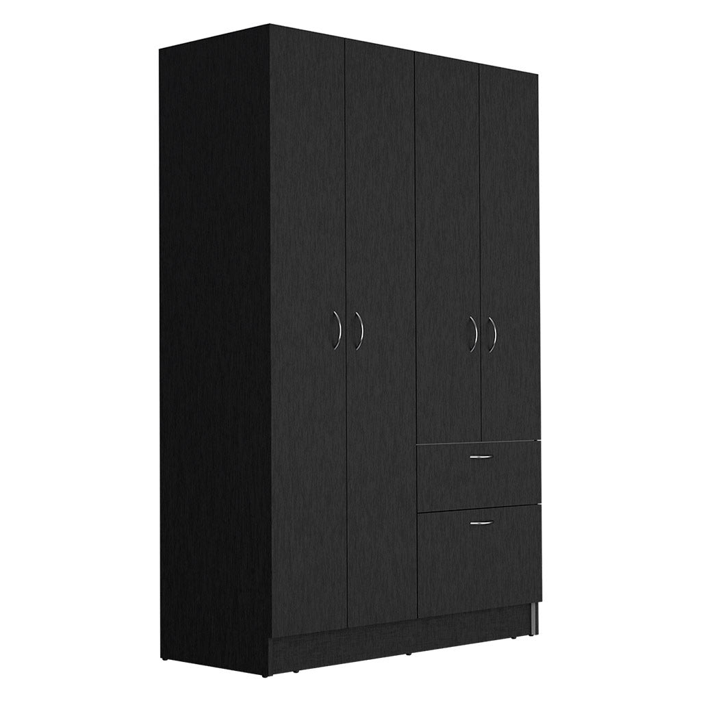 Vaupes Armoire, Double Door Cabinet, One Drawer, Five Interior Shelves, Rod Black White Multicolor Particle Board Particle Board