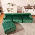 Modular Sectional Sofa Couch, Modern L Shaped Cloud Couch With Reversible Ottoman Convertible Button Tufted Velvet Fabric Couches For Living Room, Diy Combination,Green Green Velvet 4 Seat