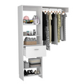 Manchester 150 Closet System, Metal Rod, Five Open Shelves, One Drawer White White Bedroom Modern Particle Board Particle Board