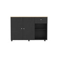 Kitchen Island Cart Victoria, Four Interior Shelves, Six Carters, One Drawer, Double Door Cabinet Black Black Modern Rectangular Stationary Kitchen Islands Particle Board Particle Board Medium 40 55In