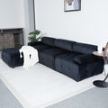 Modular Sectional Sofa Couch, Modern L Shaped Cloud Couch With Reversible Ottoman Convertible Button Tufted Velvet Fabric Couches For Living Room, Diy Combination,Black Black Velvet 4 Seat