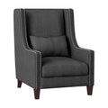 1Pc Traditional Accent Chair With Pillow Trim Dark Gray Polyester Upholstered Solid Wood Furniture Modern Living Room Chair Dark Gray Primary Living Space Contemporary,Modern Solid Wood