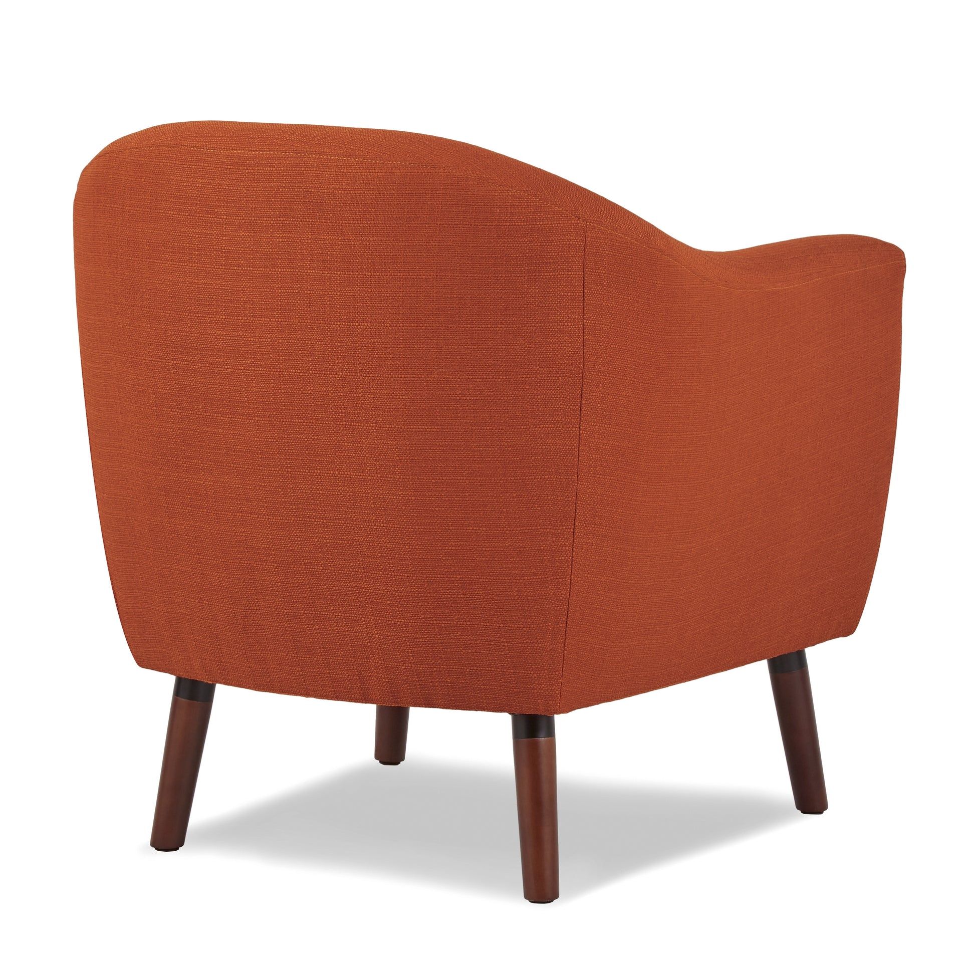 Orange Fabric Upholstered Accent Chair 1Pc Espresso Finish Legs Button Tufted Solid Wood Furniture Living Room Chair Orange Primary Living Space Mid Century Modern,Retro Solid Wood