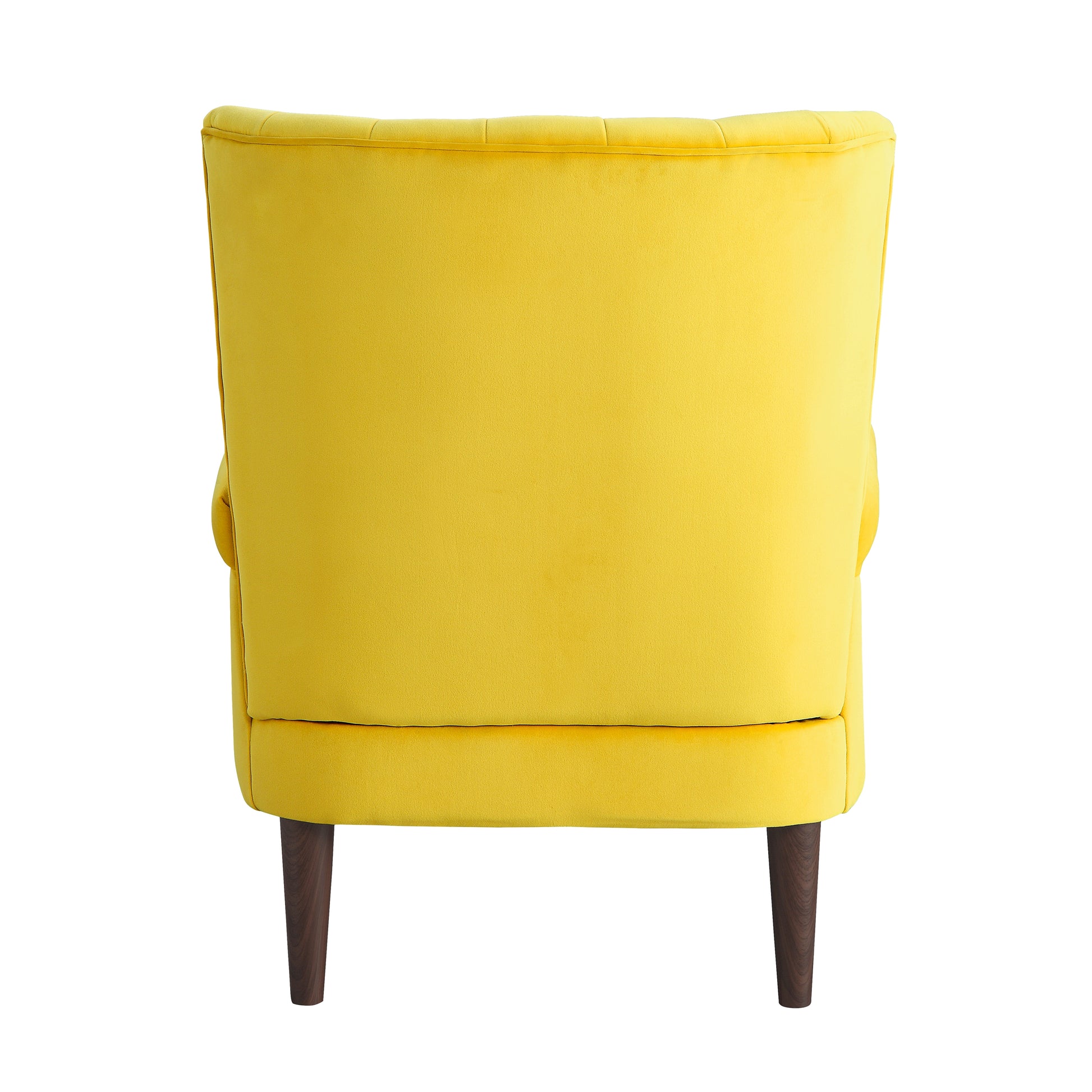 Modern Aesthetic Accent Chair Yellow Velvet Upholstery Channel Tufted Back Solid Wood Furniture 1Pc Stylish Home Traditional Contoured Arms Yellow Primary Living Space Contemporary,Modern Velvet
