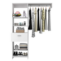 Manchester 150 Closet System, Metal Rod, Five Open Shelves, One Drawer White White Bedroom Modern Particle Board Particle Board