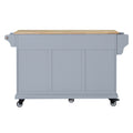 Kitchen Island With Rubber Wood Countertop, Kitchen Cart On 5 Wheels With Storage Cabinet And 2 Top Drawers And A Center Double Layered Storage Drawer For Dinning Room, Grey Grey Dining Room Rectangular Rubberwood Solid Wood Mdf Large 56 In